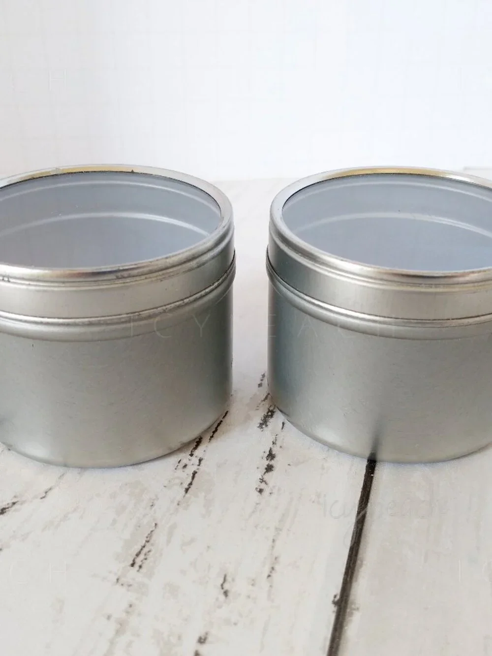 4oz Metal Tins 2 Pack Clear Lid Candle Making, Seamless Round Storage Container